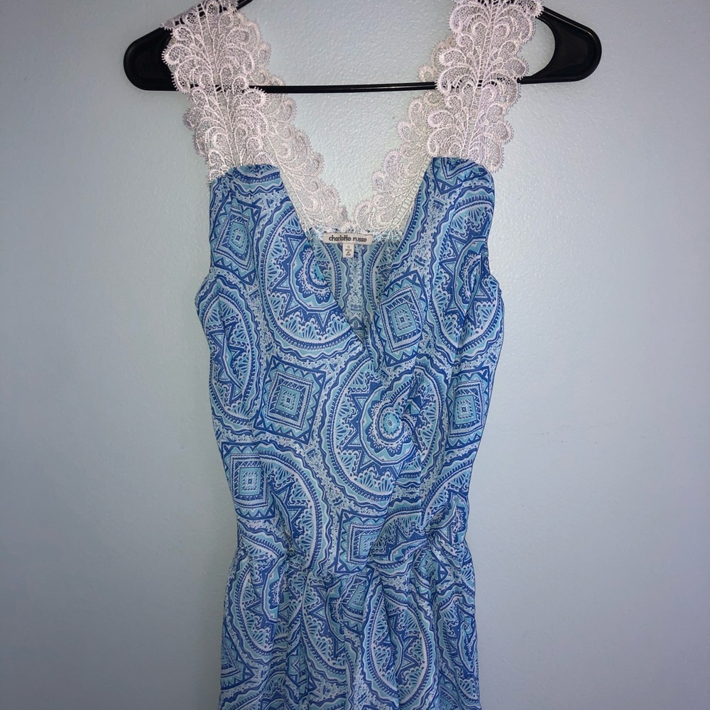 Blue paisley romper